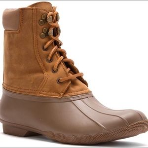 Sperry Top-Sider Shearwater Womens 6 Tan Waterproof Duck Boots Winter Rain Boots